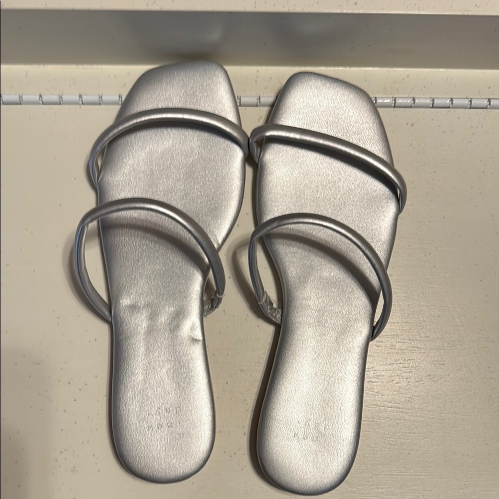 A New Day Silver Sandals Minimalist Design